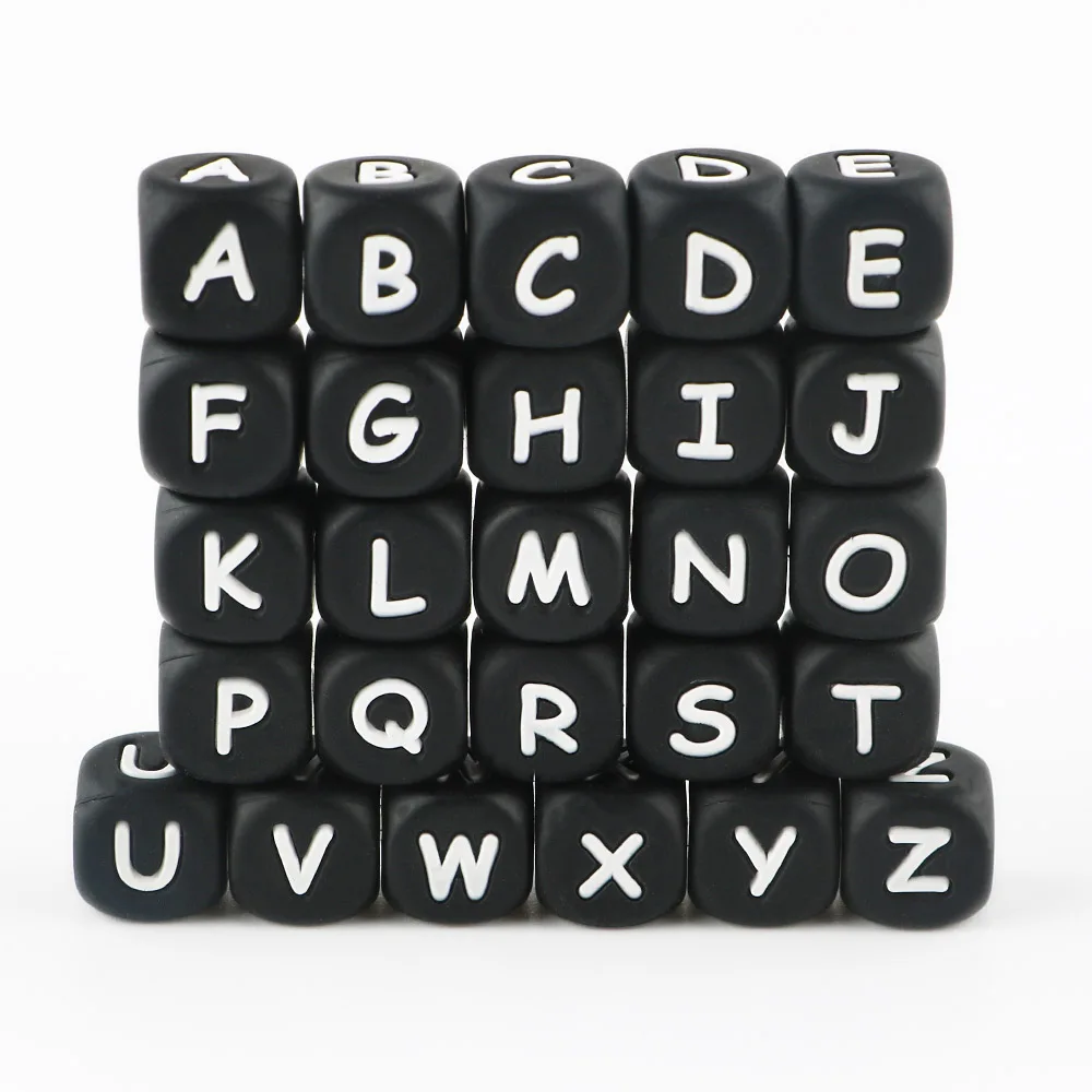 10Pcs 12mm English Multicolor Alphabet Silicone Letters Beads DIY  Personalized Name Necklace Pacifier Chain Baby Chewing Beads