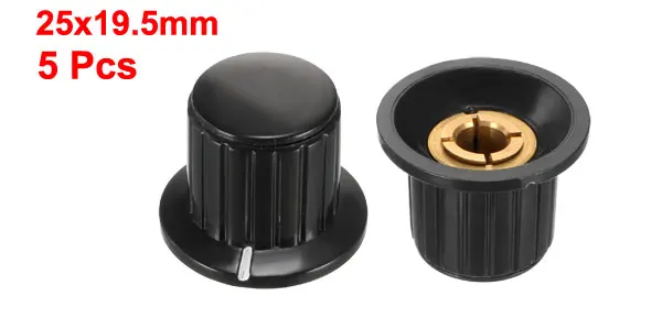 B-5pcs Uxcell 1/2/5/10 шт Вращающаяся ручка потенциометра Горшки 6 мм Вставка вал 15x13,5/25x19,5/25x20/32,5x20,5 мм Пластик черный - Цвет: B-5pcs