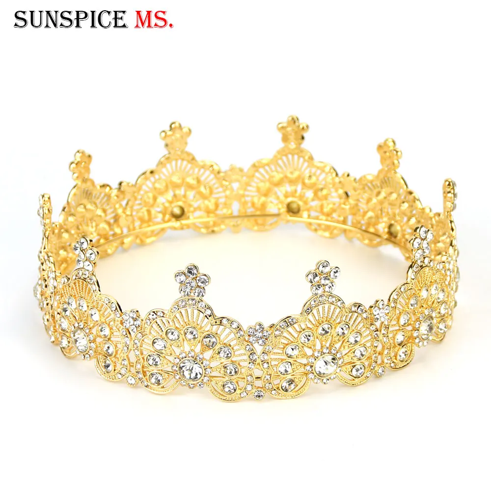 Sunspicems золотого цвета Марокканская Хрустальная корона для женщин полноразмерные