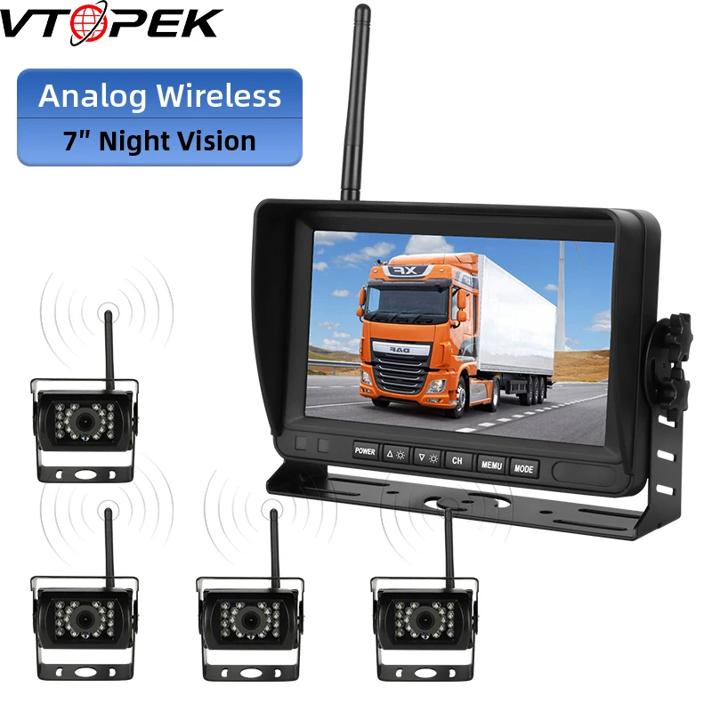 US $64.65 VTOPEK Wireless 7 Inch Car Monitor Screen Reverse Vehicle Monitors Reversing Camera Screen for Car Monitor for Camping Truck RV