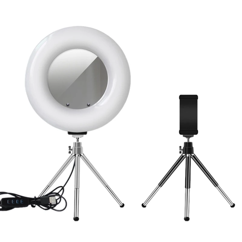 

FFYY-9Inch LED Desktop Ring Light Kit with Tripod Phone Holder for Makeup Live Stream YouTube Video Beauty