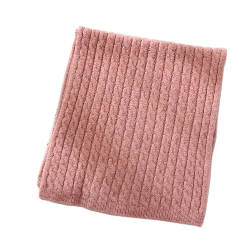 Pink Женский однотонный шарф, кашемировые плетеные вязаные шарфы, теплые зимние мягкие шали - Цвет: Pink