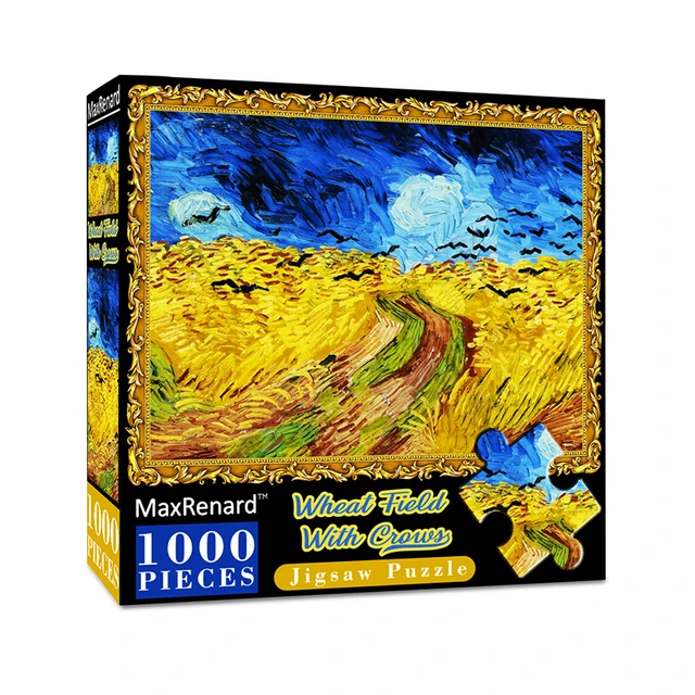 MaxRenard Puzzle 1000 Pieces Adult Puzzle Jigsaw 50*70cm Noble Deer Family Assembling Animal Photos Puzzles Toys for Adults Wheat Field Crows