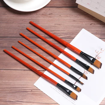 

6PC/Set Painting Brushes Watercolor Pen Set Nylon Wool Brown Rod Birch Aluminum Tube Stationery School Painting Brushes Tool