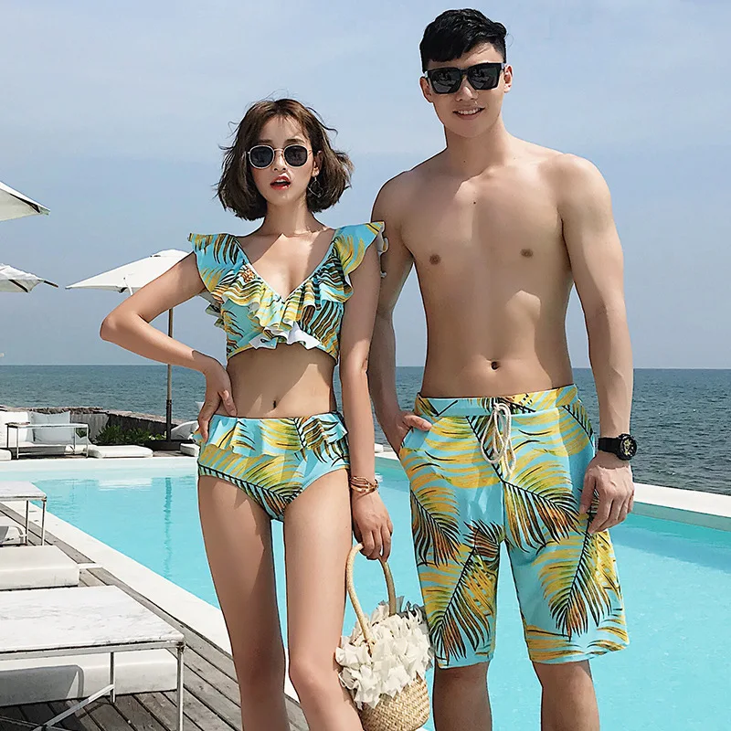 

Couples Bathing Suit Women's Three-piece Set Split Skirt-Boxer Sexy Slimming Belly Covering Small Bust Gathering Conservative Ho