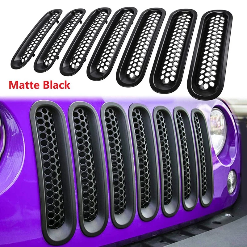 7x Front Grill Mesh Inserts Clipin Grille Guard For Jeep Wrangler Jk