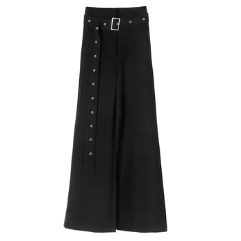 

SeeBeautiful Casual Pants Female Belt Lace Up High Waist Wide Leg Trousers Spring Summer 2020 New Fashion Tide L013