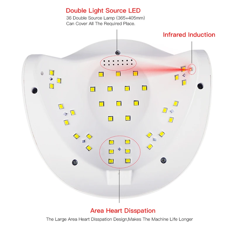 SUNX 54 Вт УФ светодиодная лампа для сушки ногтей для лечения ногтей сухой Гель-лак для маникюра Двойные руки Машинка для педикюра инструмент для дизайна ногтей Гель-лак