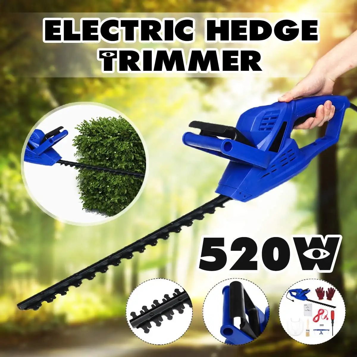 

520W 1600RPM Electric Hedge Trimmer Pruning Saw Weeding Hedge Household Mower Garden Tools With 10m Power Cord Grass Shear