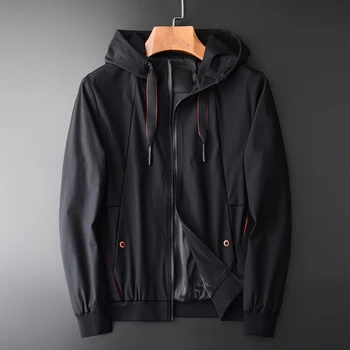 

New Hooded Mens Jackets Luxury Autumn Red Edge Black Mens Jackets And Coats Plus Size 4xl Slim Fit Men Coats Men Clothes