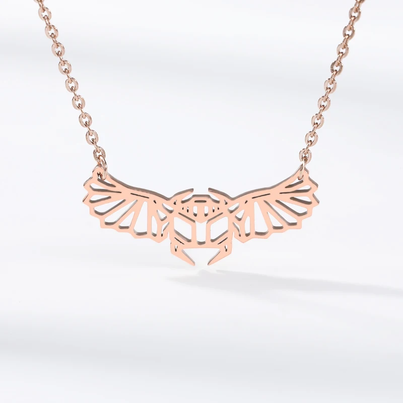 

Owl Necklace Long Chain Stainless Steel Gold Silver Color Animal Little bird Pendant Necklaces For Women Jewelry Choker BFF