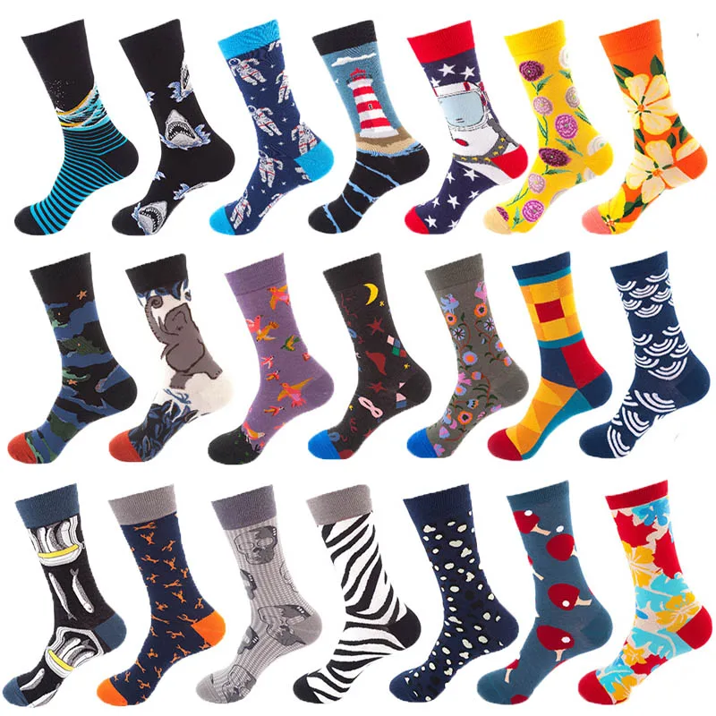 

Moda Happy Socks Hombre Funny Art BritishStyle Streetwear Hip Hop Animal Character Designer Calcetines Regalos para hombres