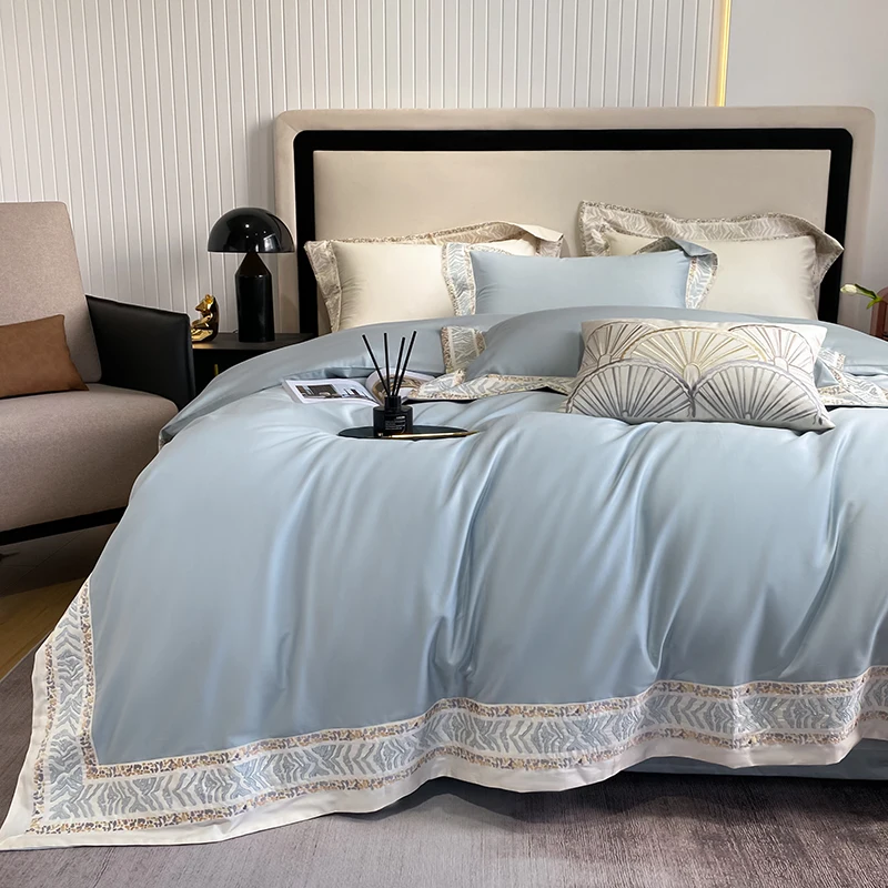 Waliicorners Queen King Size Quilt Duvet Cover Bed Linen Fitted Sheet Pillowcase Luxury 1000TC Natural Egyptian Cotton Embroidery Bedding Set 17 H7ee09cc8b1054d1f96edeedc392c9bf9n