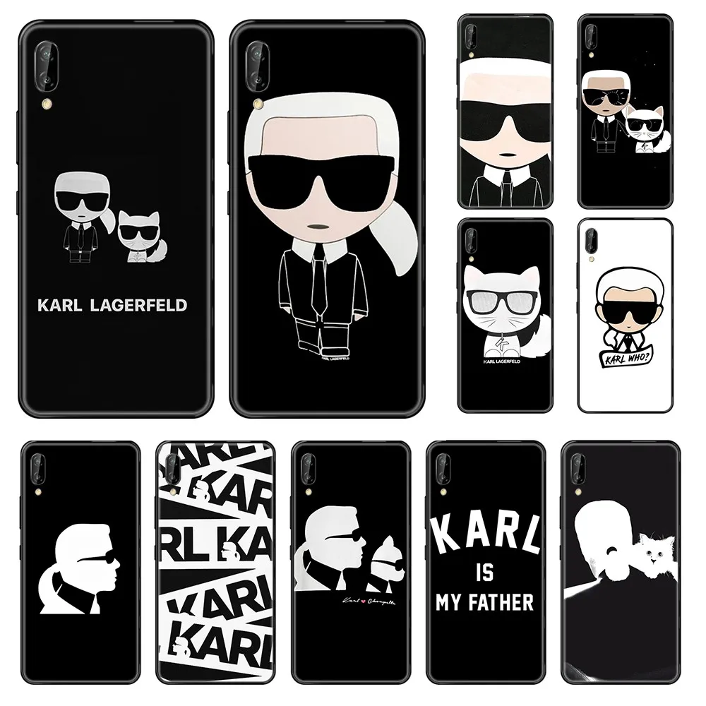 Брендовый дизайнерский чехол Lagerfeld из ТПУ с мультяшным персонажем черный для