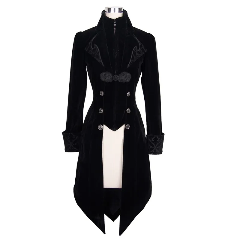 Fashion Women SteamPunk Vintage Trench Coat Gothic Party Dovetail Jacket Fe...