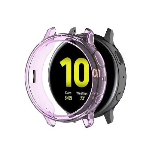 purple ТПУ защитный чехол для samsung galaxy watch active 2 44 мм 40 мм SM-R830 R820 R500 силиконовый HD полноэкранный защитный чехол s - Цвет: purple