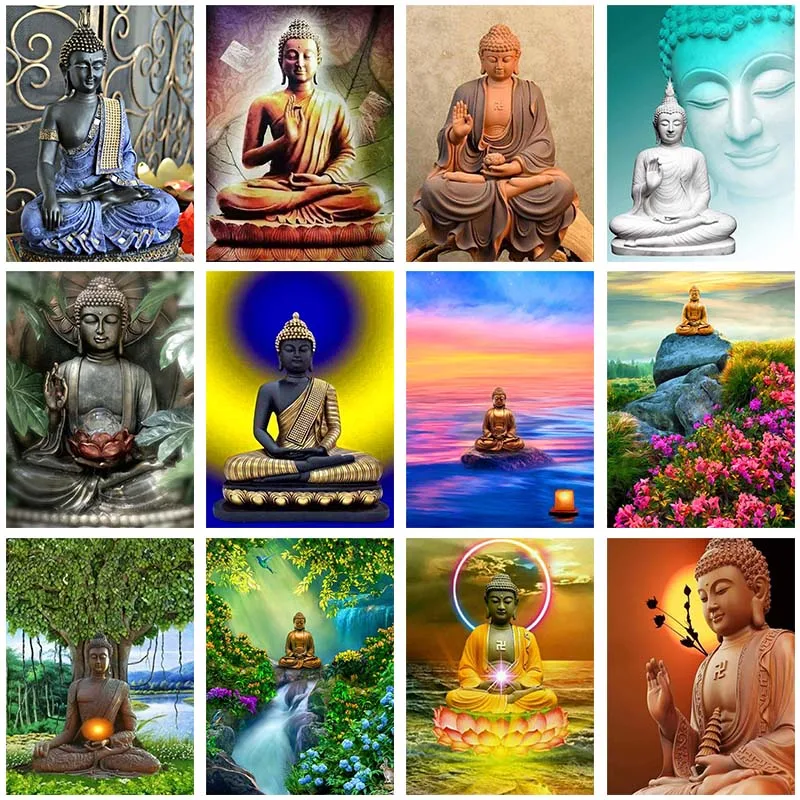 Full Square Round Drill Diamond Painting Religion Buddha Embroidery Mosaic Cross Stitch Buddhism Room Decor Art | Дом и сад