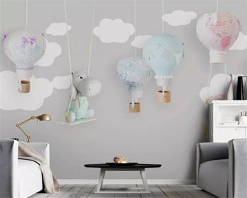 

Nordic minimalist hand-painted classic three-dimensional wallpaper animal balloon children room background wall paper