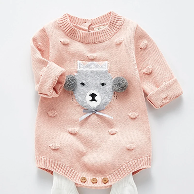 

2020 New Baby Long Sleeves Knitted Clothes Newborn Baby Cartoon Rompers Baby Girl Romper Cotton Infant Boys Jumpsuit Overalls