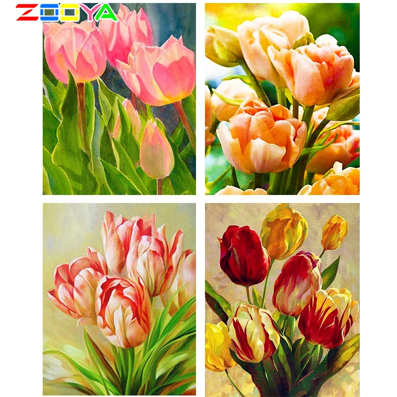Full Diamond Painting Color Tulip Mosaic Picture Flower 5D Crystal Embroidery Home Decoration Art Lx64 | Дом и сад