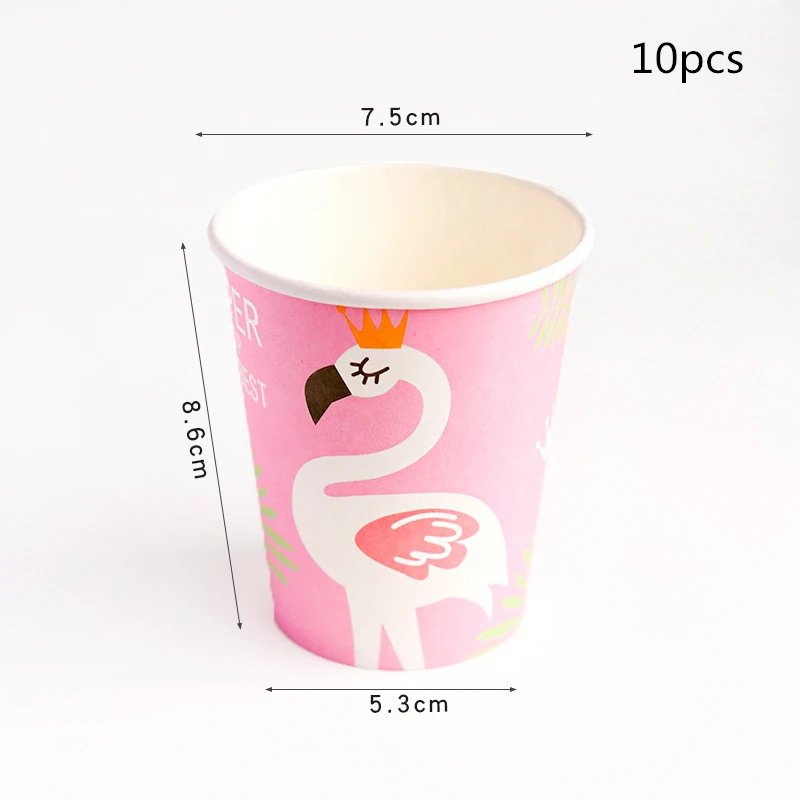 

OLOEY 10pcs Birthday Party Disposable Cups Flamingo Tropical Palm Leaves Tableware Wedding Decor Hawaiian Party Turtle Leaf