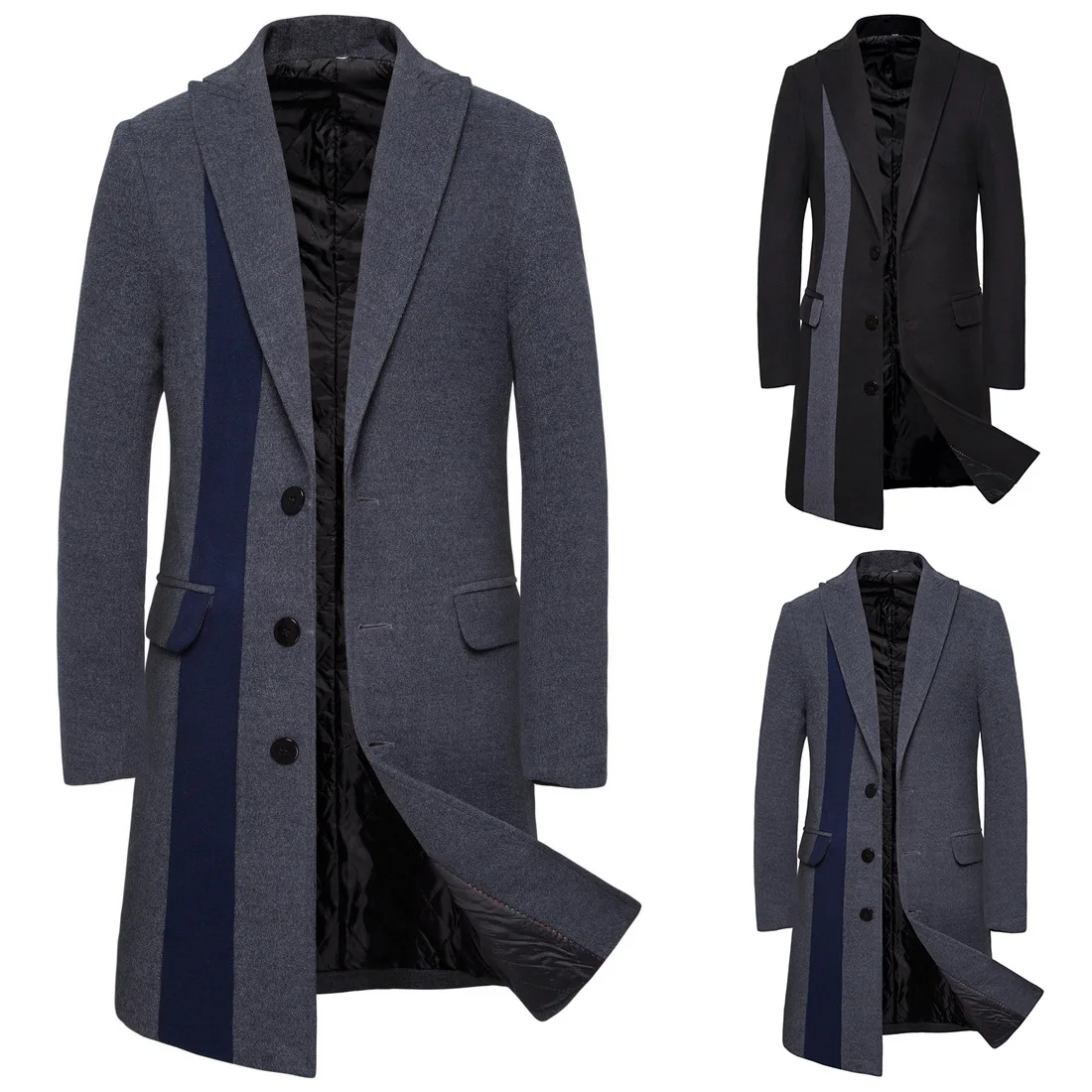 

Winter Jacket Autumn Tops Clothing New Style Fashion Windbreaker Men Duffle Coat Single Breasted Woolen Cloth Trench Coat