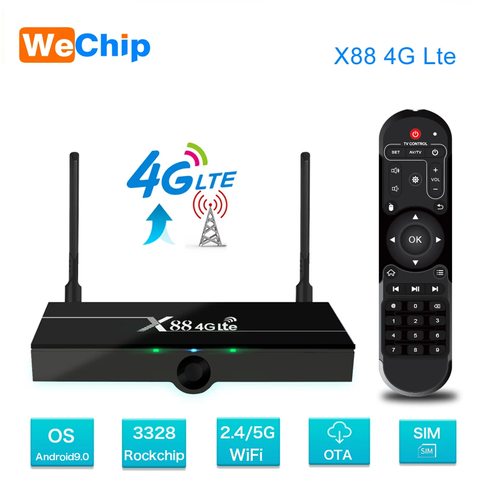 ТВ-приставка Wechip X88 4G Lte Android 7 1 поддержка Nano sim-карты 2 Гб 16 RK3328 &amp 5G Dual Wifi 4K 1080P HD 30 |