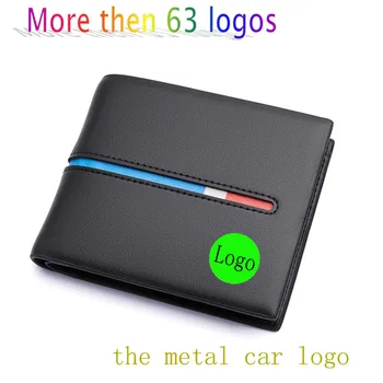 

1Pcs Top PU Leather Black With Car logo Document Bag Wallet Card Package For All Car Brands
