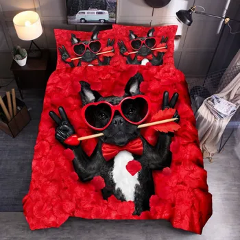 

3DOwl Dog Bedding Sets Duvet Cover Set Comforter Cover and Pillowcase 3PCS Bedclothse Home Textiles Queen Comforter Sets