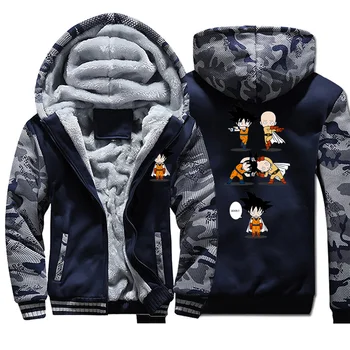 

casual Men One Punch handsome Print Hoodie Hooded coat Camouflage Fleece Warm Sweatshirt 2019 fall Winter Fun Street Clothes
