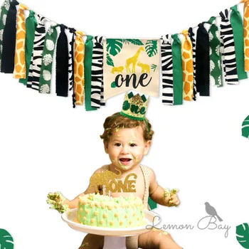 

1 Pc Dining Chair Pull Flag Decorative Creative Jungle Animal Themed Garland Bunting Venue Layout for Wedding Birthday