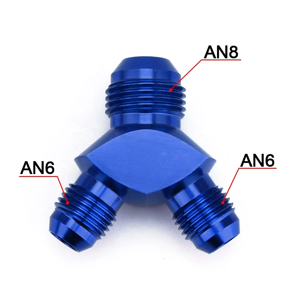 Алюминиевый Y блок Adapte AN6 AN8 AN10 r фитинги адаптер Черный Y Тип нефтяной трубы соединение - Цвет: AN6-AN8 BLUE