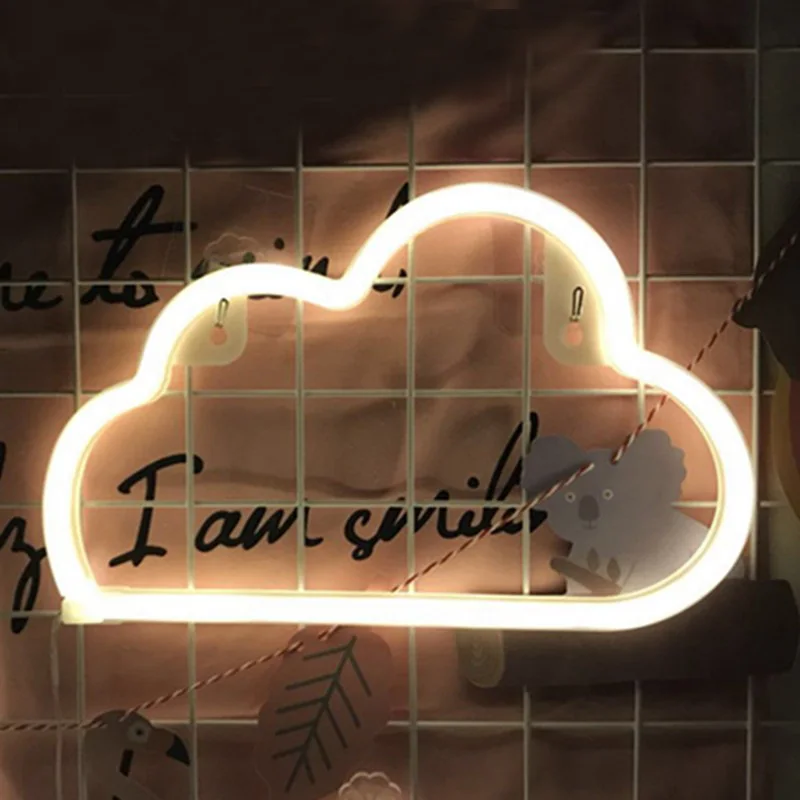 cloud -warm Светодиодный неоновый свет декоративные рождественские фонарики Луна облако звезда ночник Новогодняя Свадебная Детская комната украшения для вечеринки сделанные своими руками - Цвет: cloud -warm