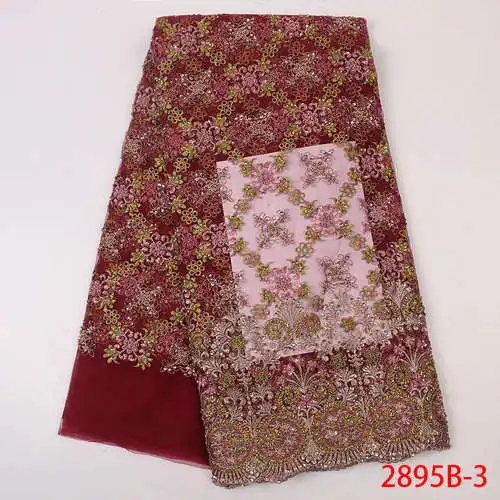 Африканская кружевная ткань новейшая, кружевная ткань для платьев ручной работы, роскошная кружевная свадебная ткань Mr2895b - Цвет: as picture3