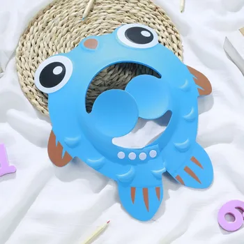 

Cute Cartoon Kids Bath Visor Hats Adjustable Baby Shower Cap Ear Eye Protect Waterproof Children Bathing Supplies