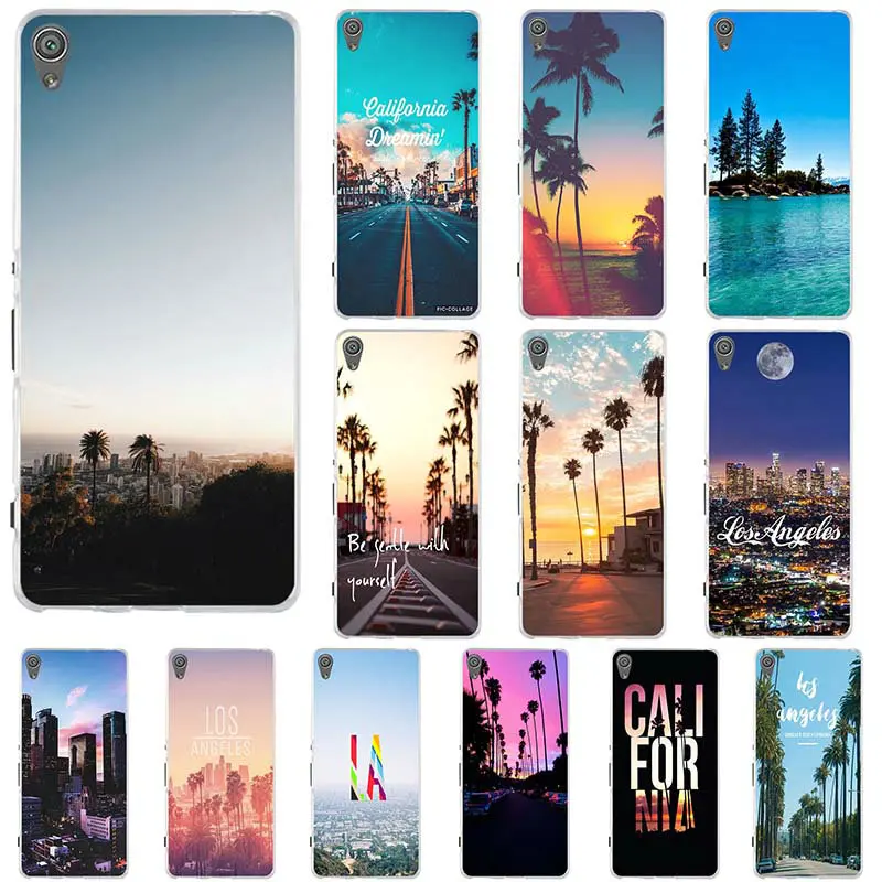 Soft Silicone TPU Mobile Phone Cases Cover for Sony Xperia Z Z1 Z2 Z3 Z5 M2 M4 XA E5 T3 Compact Scenery California Losangeles | Мобильные