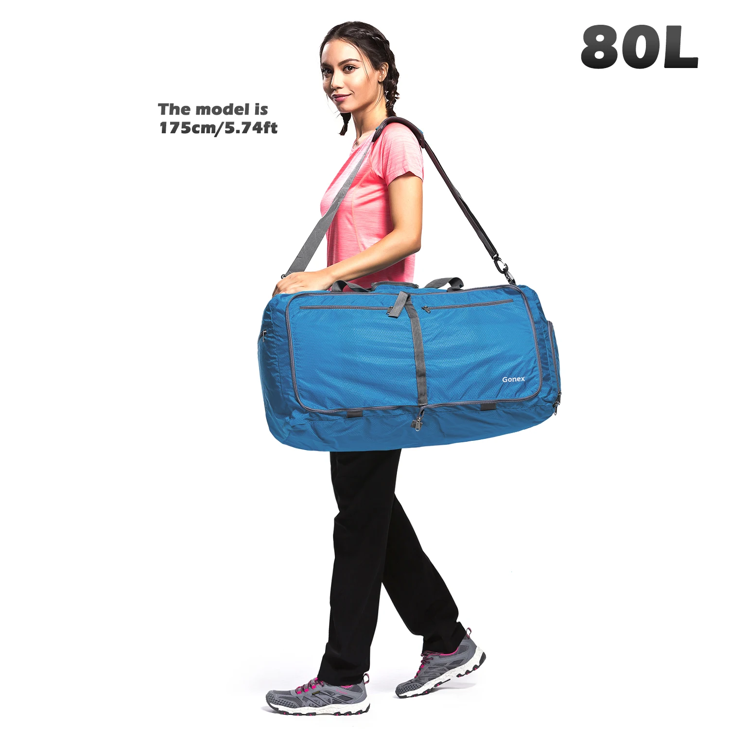 Sky Blue 80L Gonex 60/80L дорожная сумка для багажа для мужчин и женщин, нейлоновые дорожные сумки для путешествий, складные сверхлегкие сумки для отдыха, деловой поездки - Цвет: Sky Blue 80L