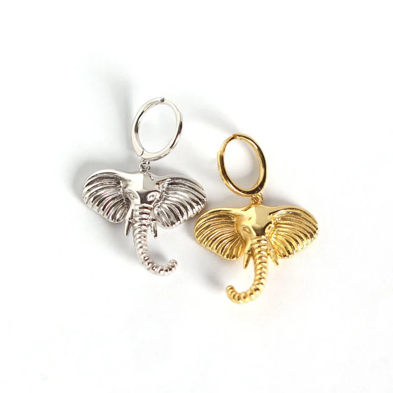 925 Sterling Silver Earring Fashion Cute Exaggerated Elephant Short Drop Ear Ring Personality Trend Wild Female Jewe | Украшения и