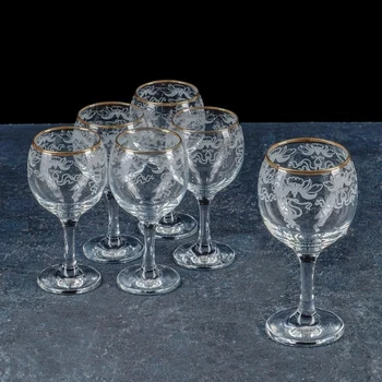 

A set of glasses for wine 260 ml "Lily" 6 pcs engraving, gold layering