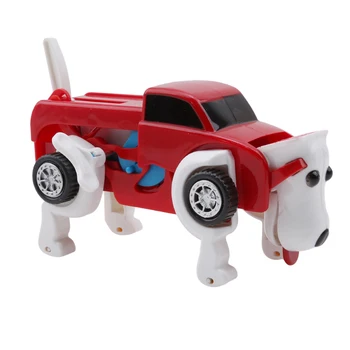 

Cool Boy Toy Transformer Car Novelty Clockwork Dog Deformable Transform Car Toy Automatic Birthday Kids Gift