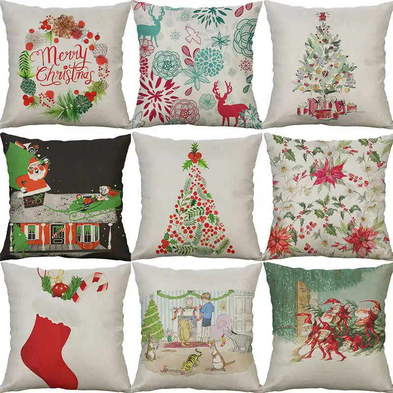

Cover Cushion stocking Decorative Linen Case cedar Home Pillow Cotton Christmas