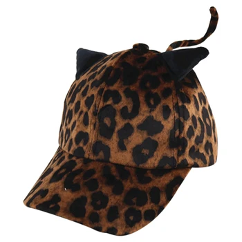 

Baby Boy Girl Winter Warm Baseball Cap Kids Adjustable Ear Design Hat Breathable Leopard Print Visors Hats