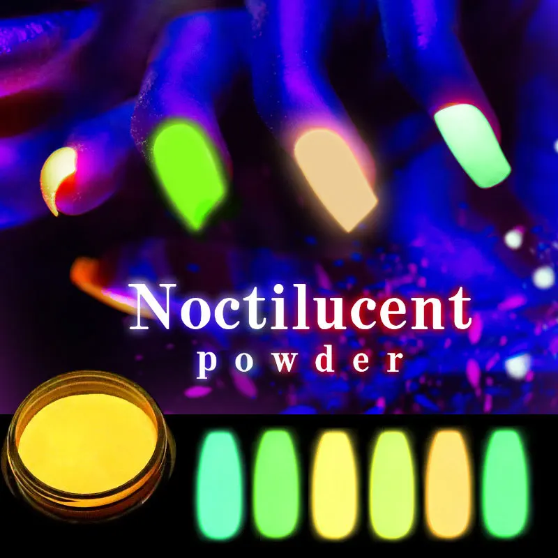 

12-color nail art color luminous powder, fluorescent filling and shining overtime long luminous nail sequins art decoration