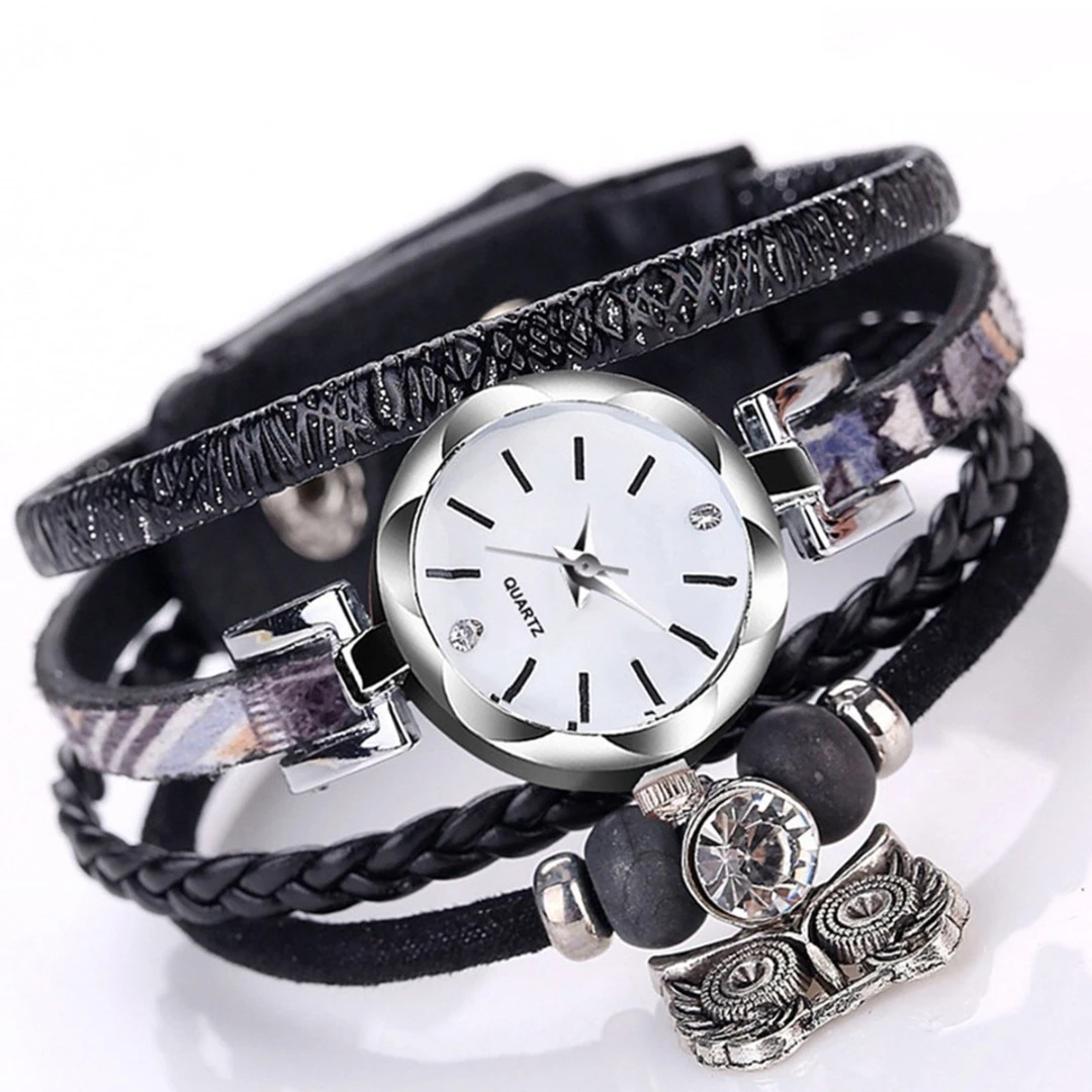 Ladies Watch Bracelet Cute Animal Owl Pendant Quartz Wristwatches Clock  Relogio Feminino Simple Pu Leather Multilayer Bracelet - Quartz  Wristwatches - AliExpress