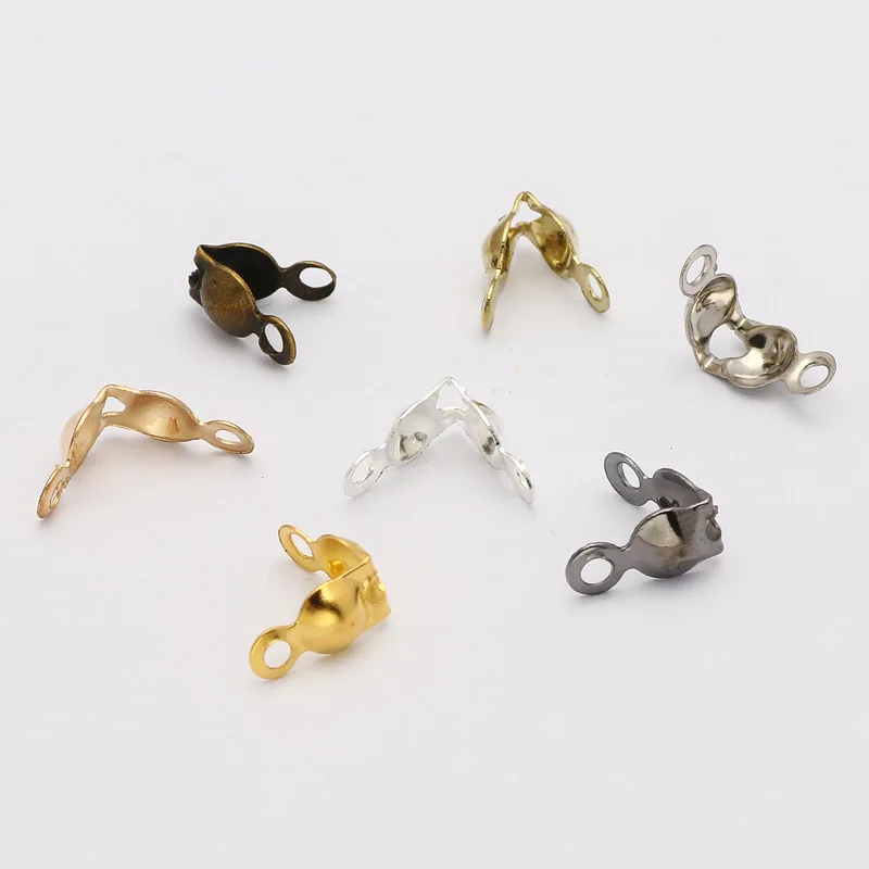 200pcs 4*7mm Connector Clasp Fitting Ball Chain Calotte End Crimps