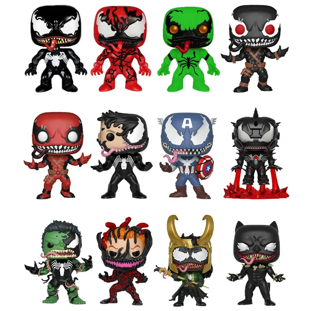 FUNKO POP Marvel Venom Action figures Carnage Venomized Anti-Venom Hulk Loki Iron man Captian America Vinyl Doll Model Toys Gift