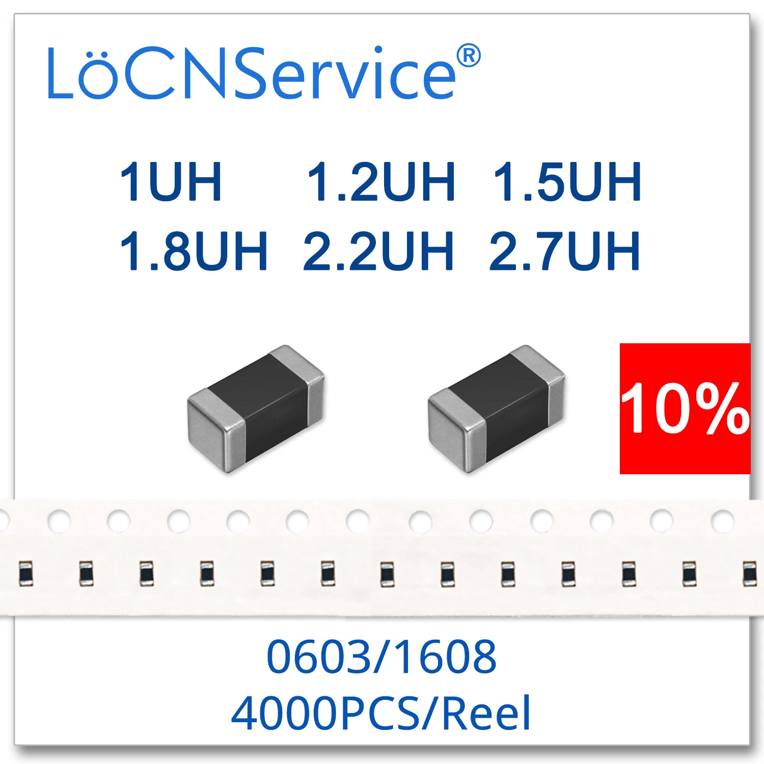 LoCNService 0603 1608 4000 шт. 10% 1UH 1.2UH 1.5UH 1.8UH 2.2UH 2.7UH Многослойные ферритовые индукторы