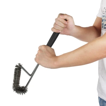 

Three-Head Barbecue Brush 18-Inch Three-Head Wire Grill Grill Cleaning Brush