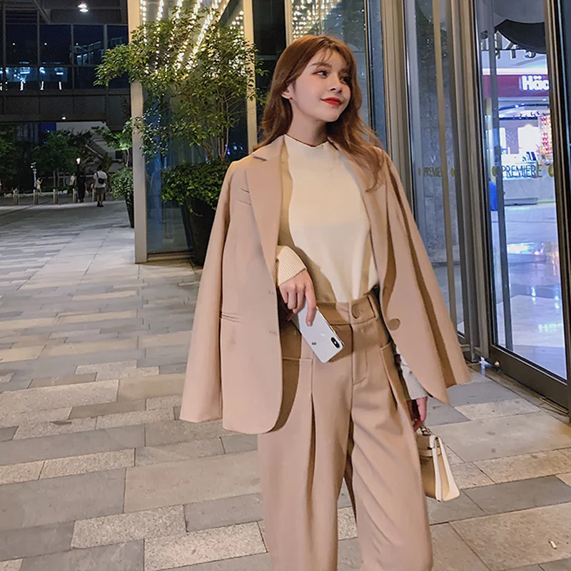 

Blazer set casual pants suit women loose temperament trouser suits two sets Femme 2019 autumn fashion