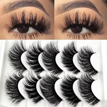 

5Pairs 3D Mink Hair False Eyelashes Natural/Thick Long Eye Lashes Wispy Makeup Beauty Extension Tools